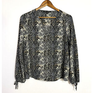 Zac & Rachel Multicolor Snake Print Puff Sleeve Button-Up Blouse Women Small
